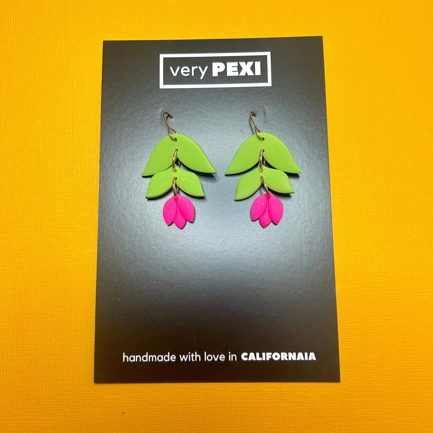 Tulip Flower Dangles - Neon Pink