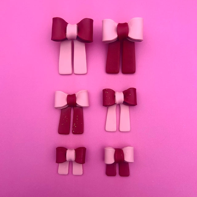 red&pink valentine's bow statement studs