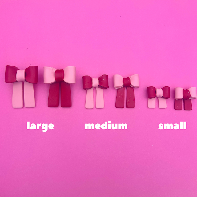 Red / Pink Bows Statement Studs
