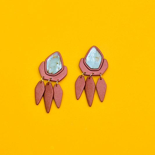 Pointed Stone Dangles - Copper / Marble