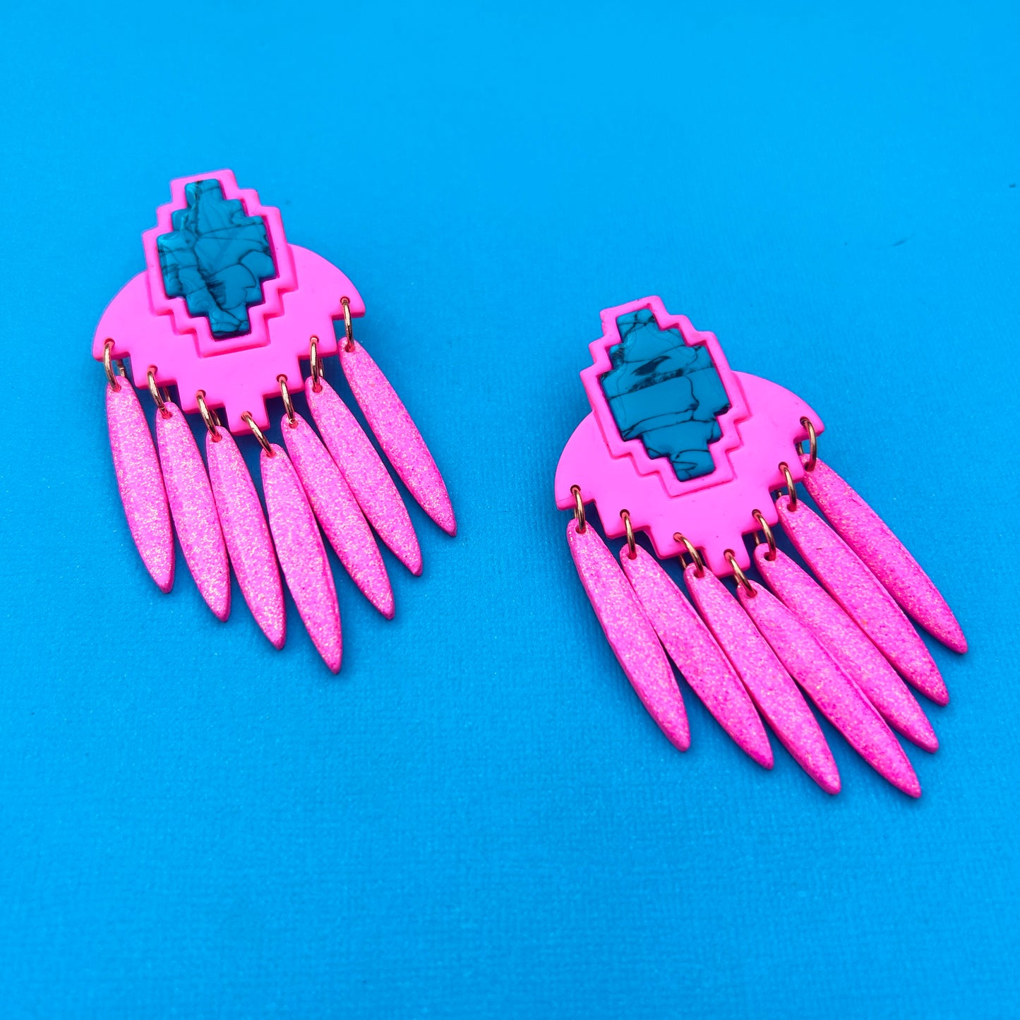 Neon/Turquoise - Boho Dangles