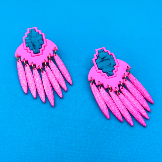 Neon/Turquoise - Boho Dangles